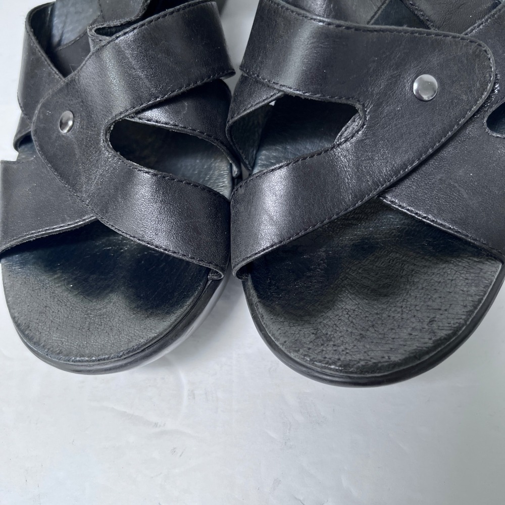 Dansko Black Leather Multi Strap Wedge Sandals Slingback Womens 40 - Picture 7 of 8